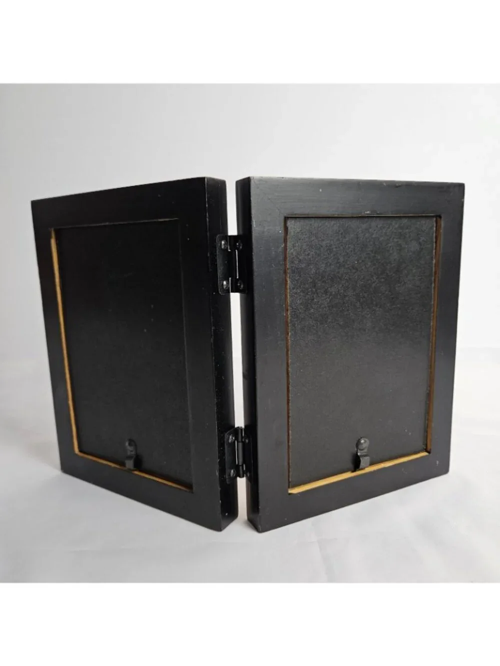Picture Frame Wood Hinged Double Holds Two 3x5 Photos Folding Display